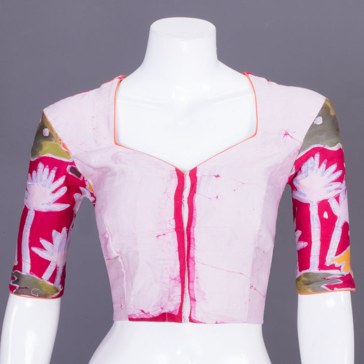 Pink Batik Handpainted Cotton Blouse-Avishya