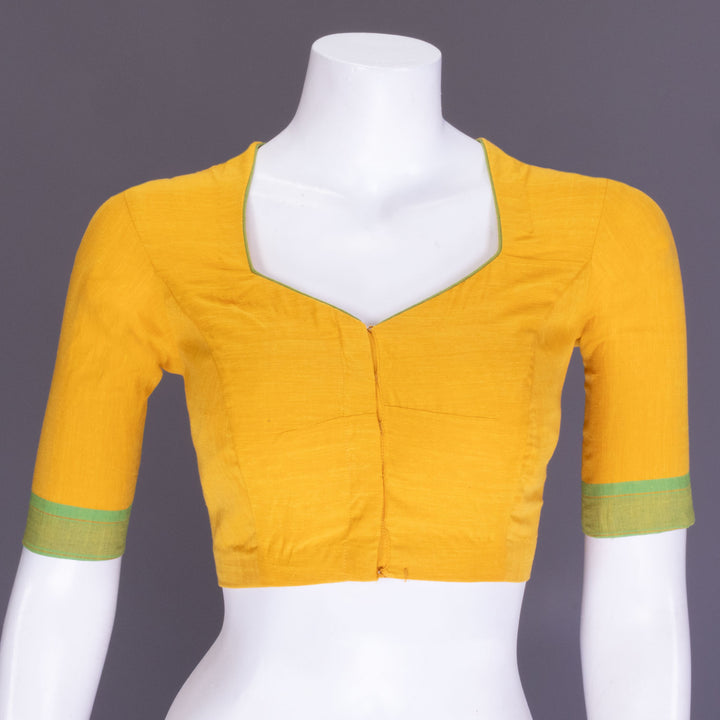 Yellow Aari Embroidered Mangalgiri Cotton Blouse 