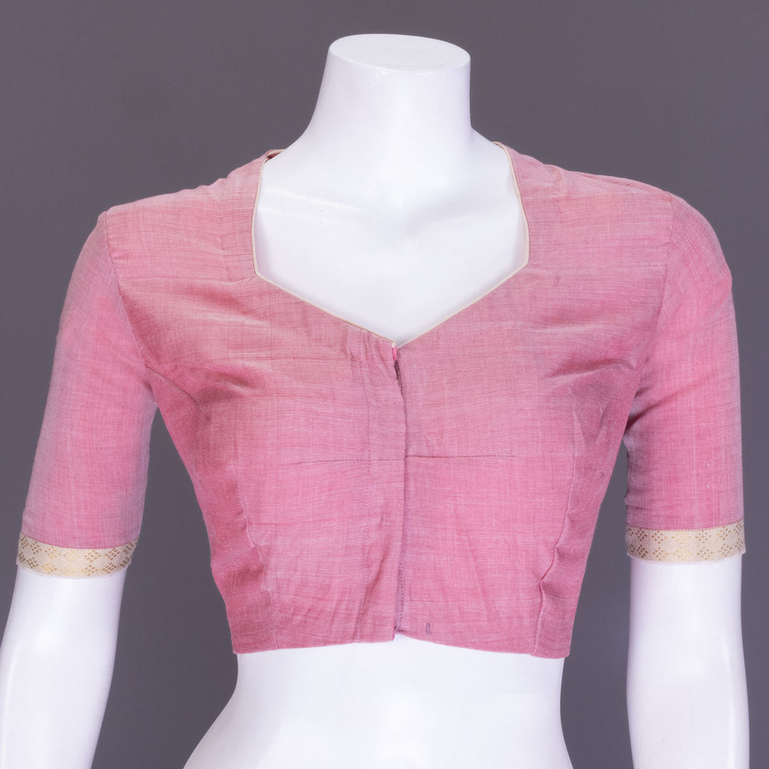 Pink Aari Embroidered Mangalgiri Cotton Blouse