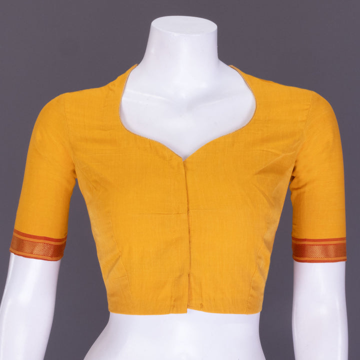 Yellow Aari Embroidered Mangalgiri Cotton Blouse