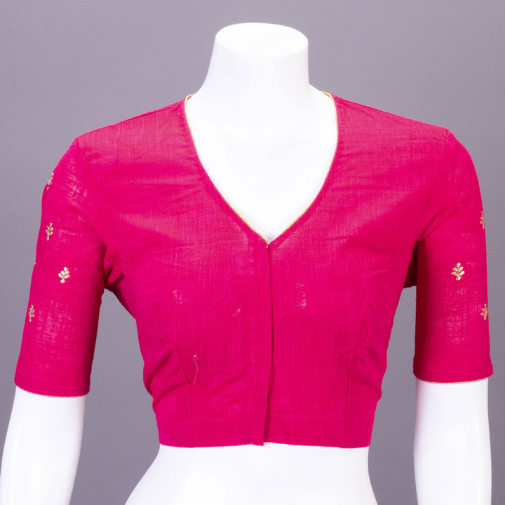 Pink Slub Cotton Embroidered Blouse 