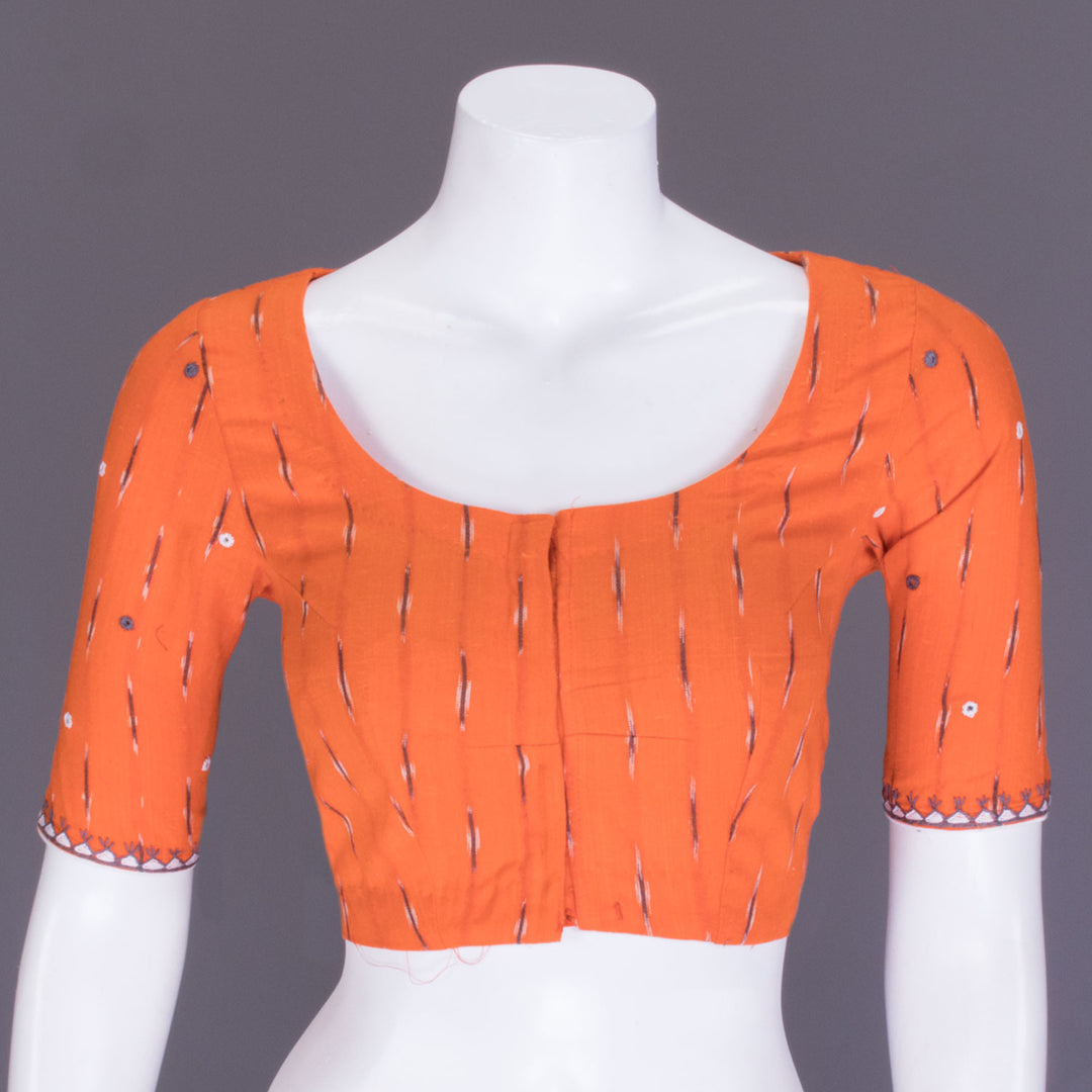 Orange Ikat Cotton Blouse 10070835