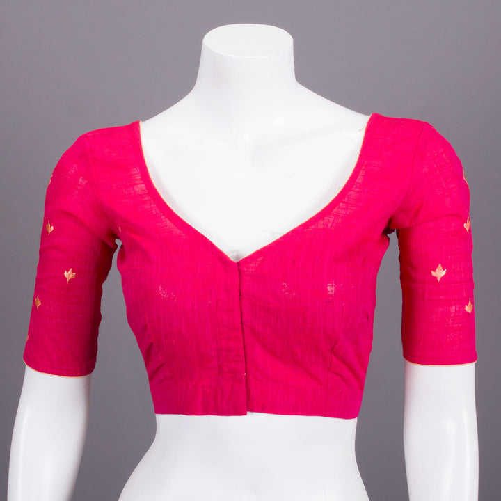 Pink Slub Cotton Embroidered Blouse