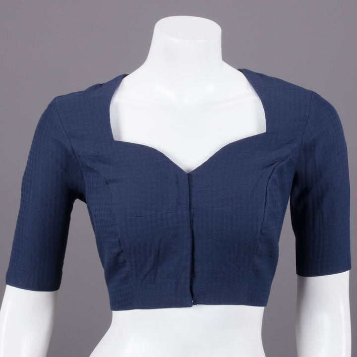 Navy Blue Slub Cotton Blouse