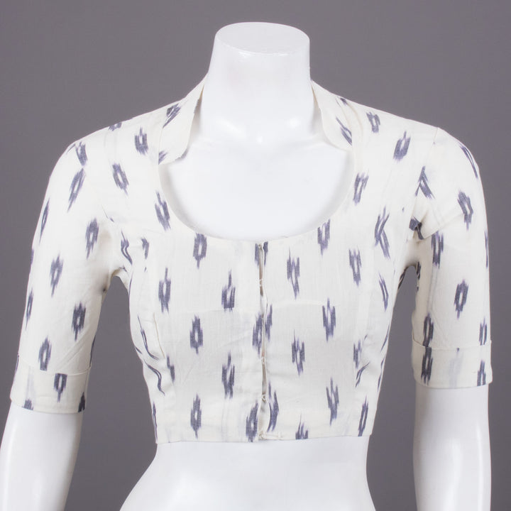 White Ikat Cotton Blouse