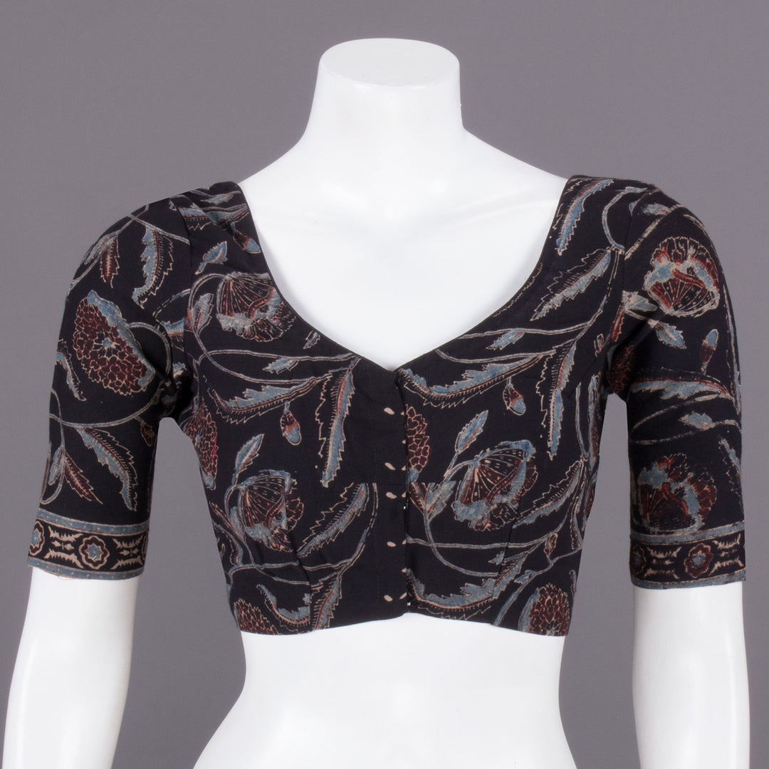 Black Handblock Printed Cotton Blouse