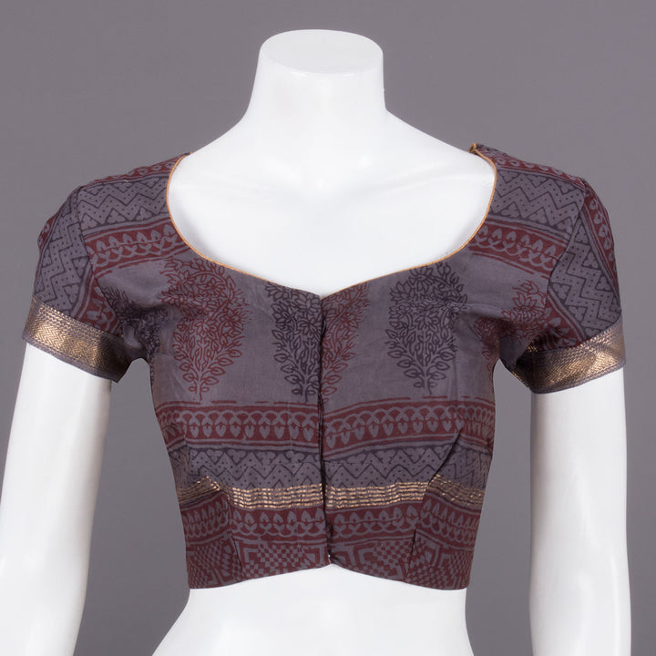 Brown Bagh Printed Silk Cotton Blouse 