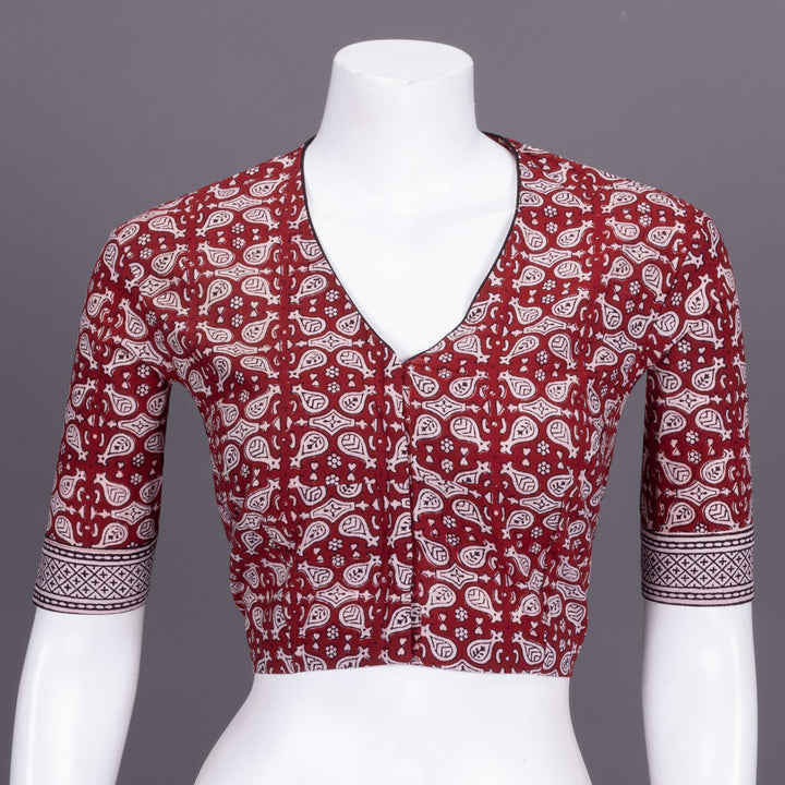 Maroon Bagh Printed Cotton Blouse 10072223