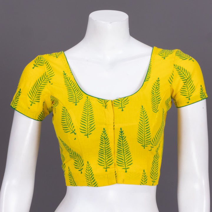 Yellow Gamthi Printed Cotton Blouse 10072229