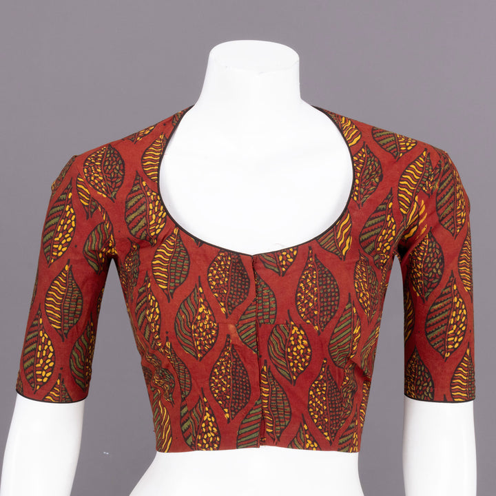 Red Ajrakh Printed Cotton Blouse 10072255