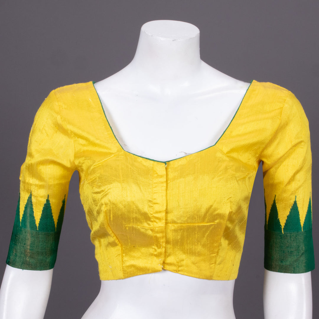 Yellow Handcrafted Raw Silk Blouse 10072434