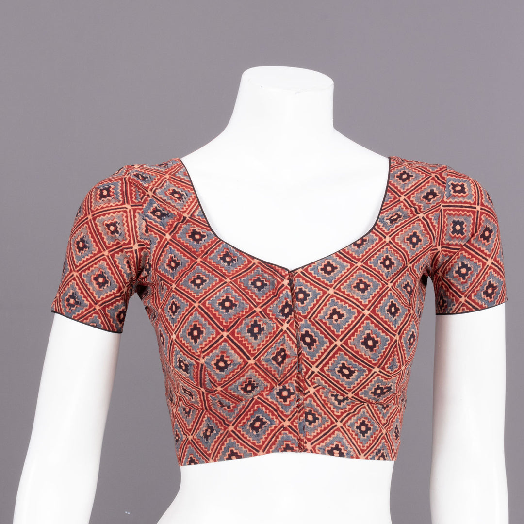 Maroon Ajrakh Printed Cotton Blouse