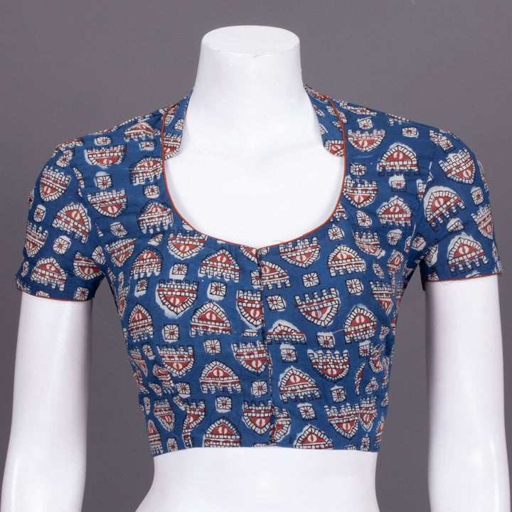 Blue Jahota Print Cotton Blouse 10072527