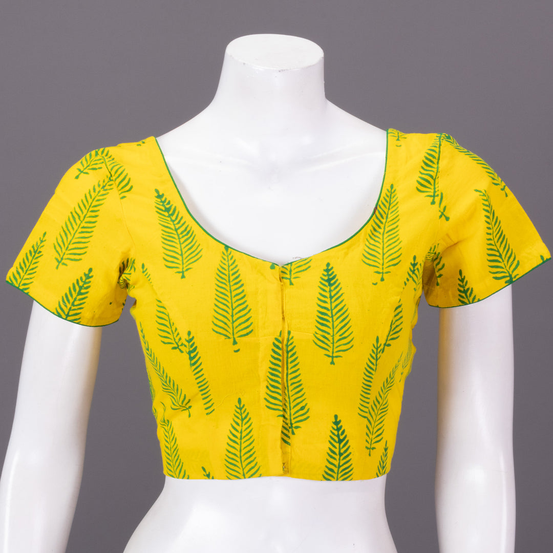 Yellow Gamthi Printed Cotton Blouse 10073262