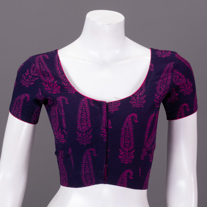 Purple Gamthi Printed Cotton Blouse 10073263