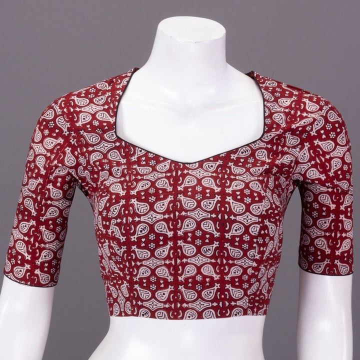 Maroon Bagh Printed Cotton Blouse 10073270