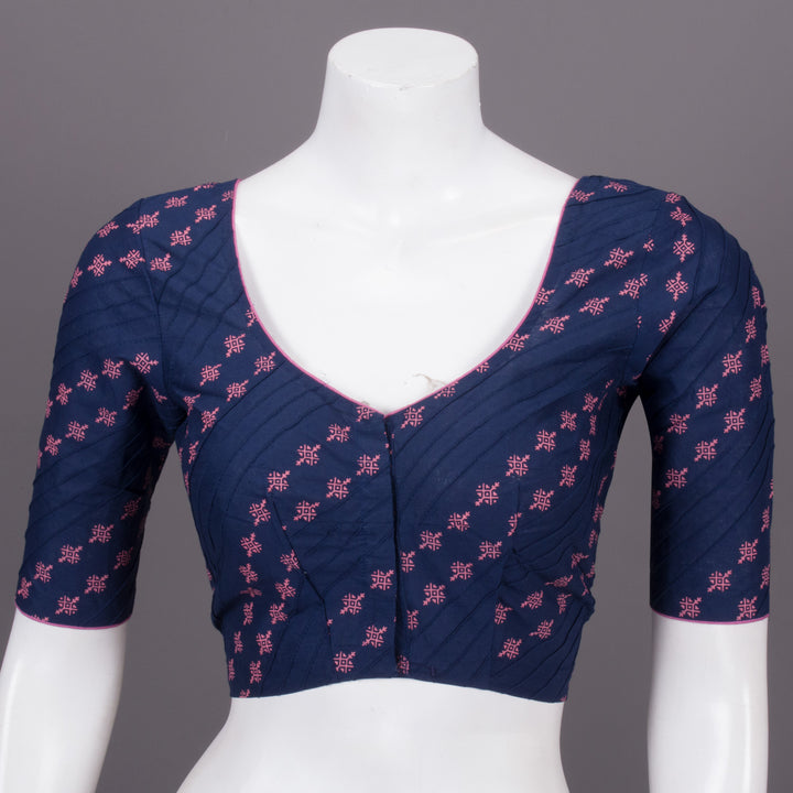 Blue Hand Block Printed Cotton Blouse 10073324