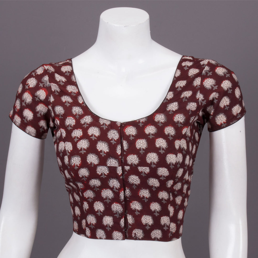 Maroon Jahota Printed Cotton Blouse 10073340