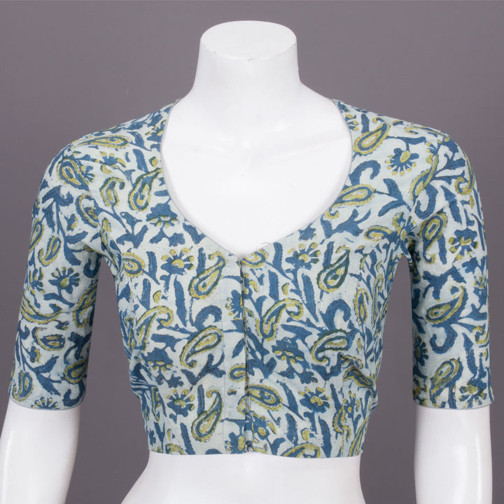 Blue Vanaspathi Printed Cotton Blouse 10073355