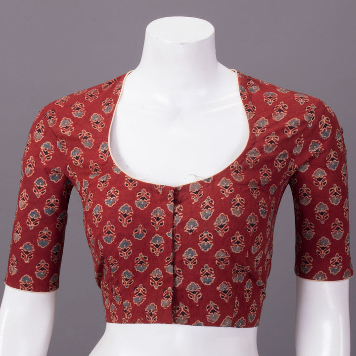 Maroon Ajrakh Printed Cotton Blouse 10073380