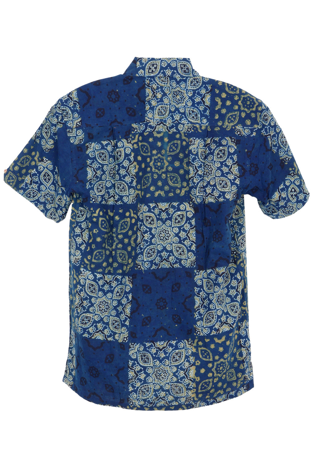 Blue Half Sleeve Ajrakh Printed Cotton Mens Shirt 10072713