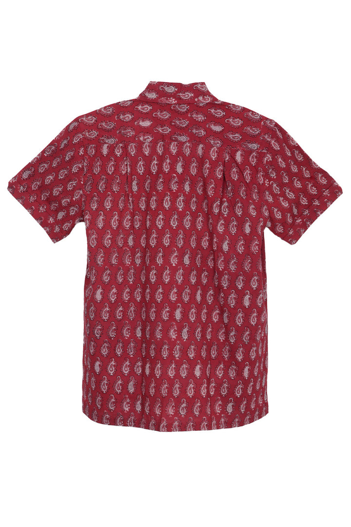 Red Half Sleeve Jahota Printed Cotton Mens Shirt 10072717