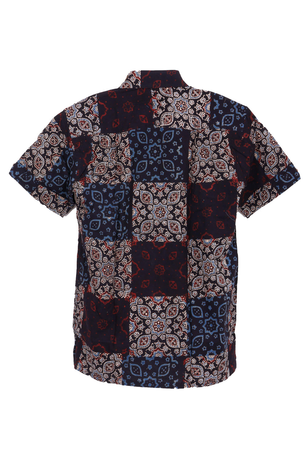 Black Half Sleeve Ajrakh Printed Cotton Mens Shirt 10072906