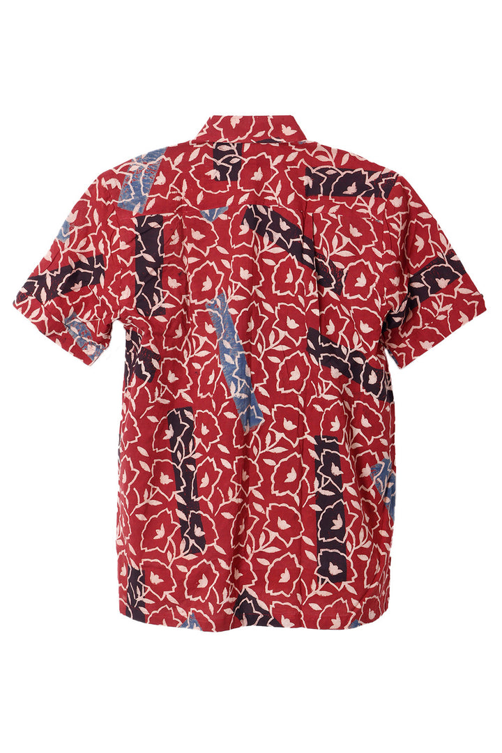 Red Half Sleeve Ajrakh Printed Cotton Mens Shirt 10072907