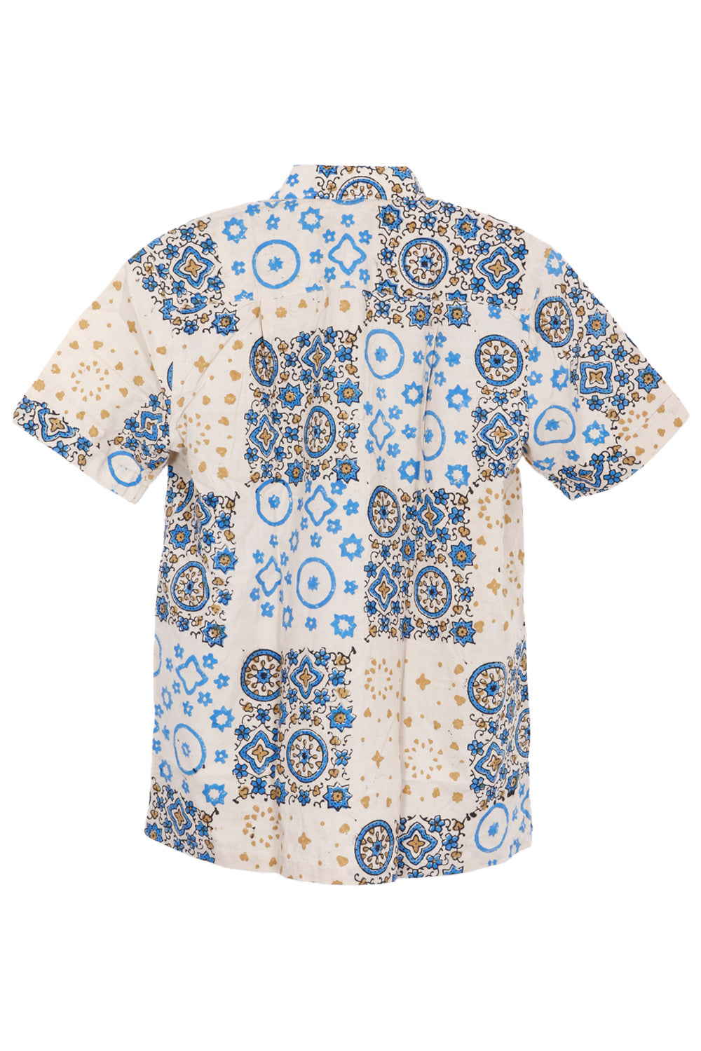 Beige Half Sleeve Ajrakh Printed Cotton Mens Shirt 10072915