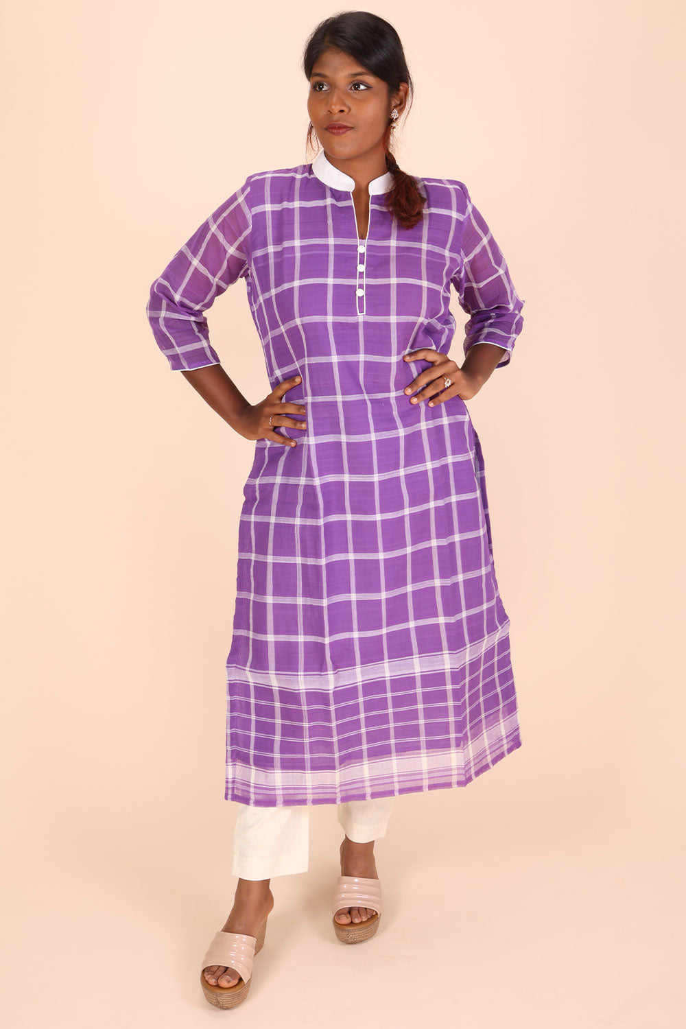 Purple Andhra cotton kurta 10070681