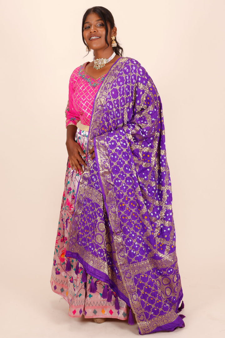 Pink Handcrafted Paithani Lehenga