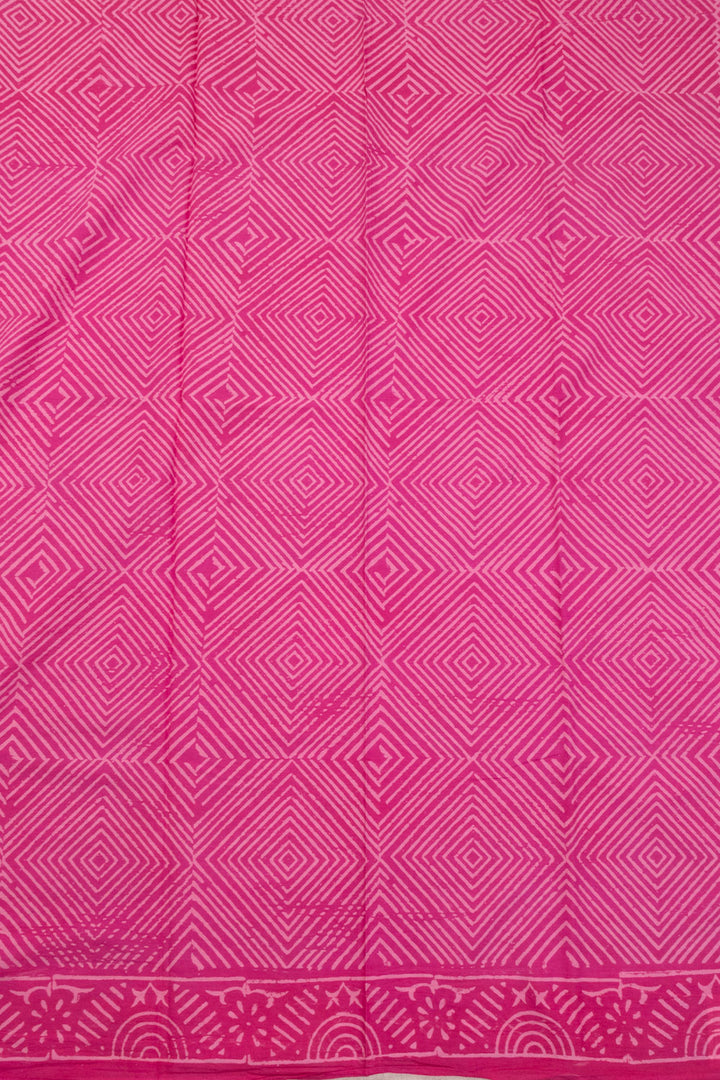 Pink 3-Piece Mulmul Cotton Salwar Suit Material With Kota Dupatta 