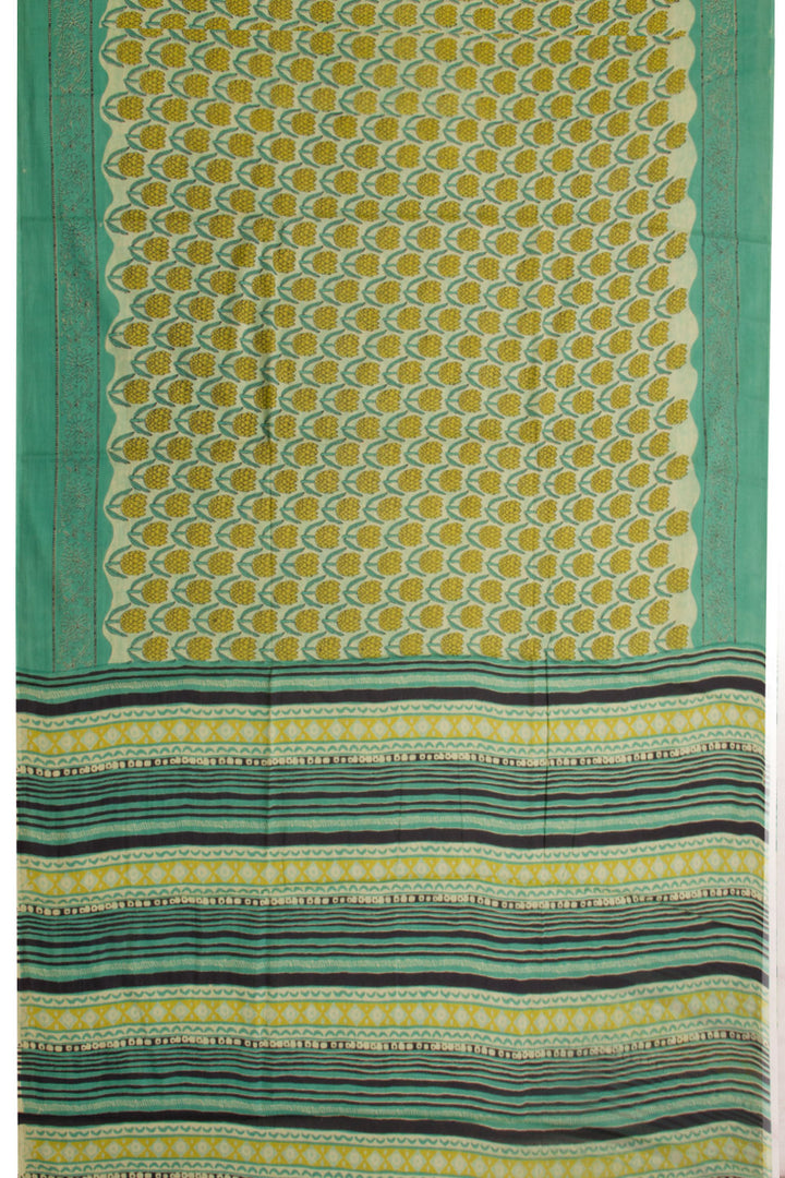 Green Vanaspathi Printed Mulmul Cotton Saree 10070251