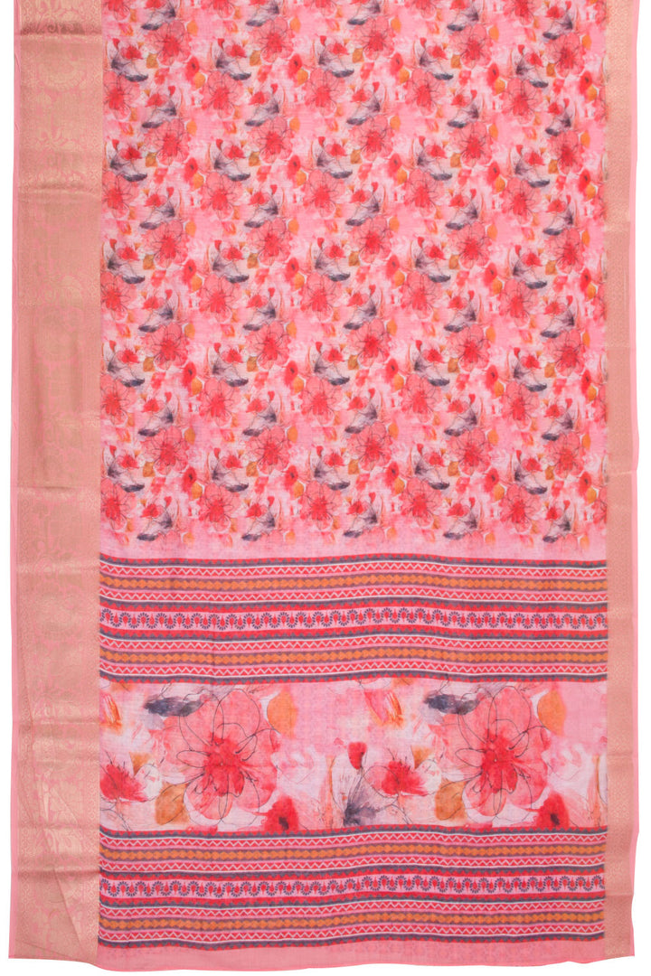 Pink Fancy Printed Linen Saree 10070281 - Avishya