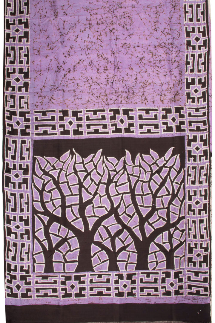 Purple Batik Tussar Silk Saree 