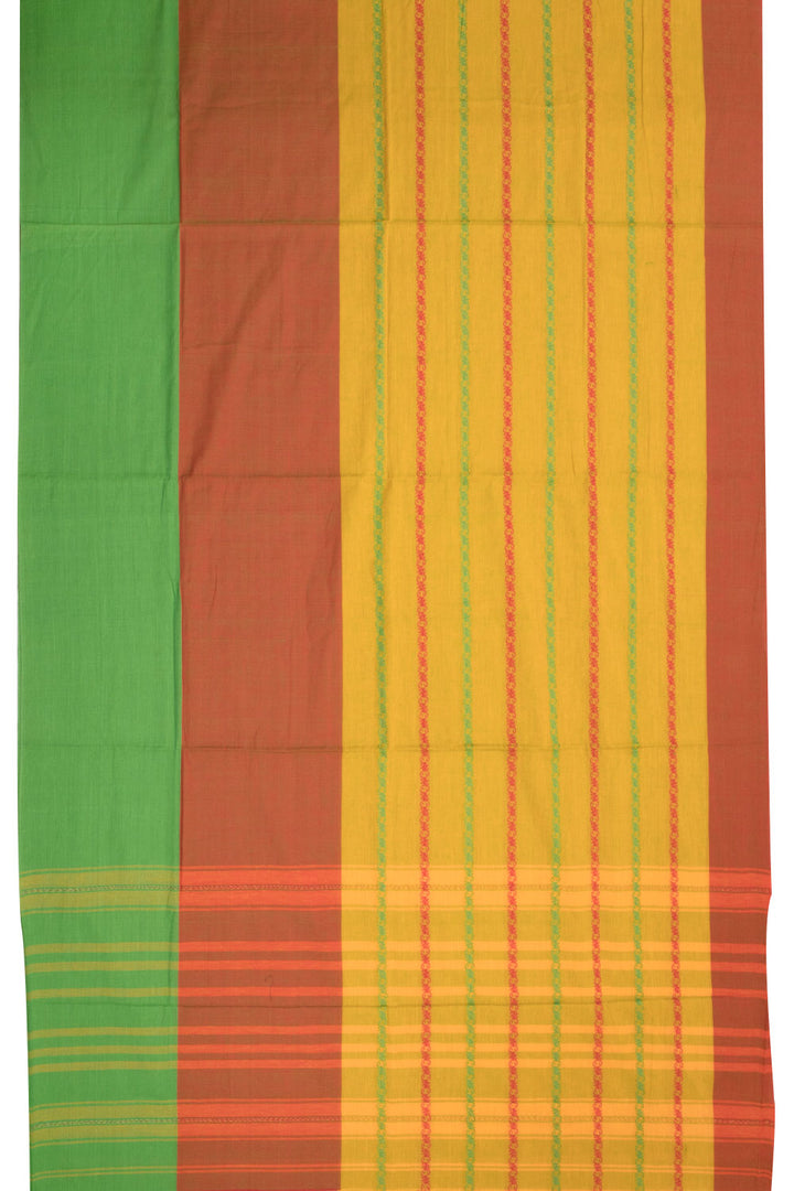 Multicolour Handloom Dhaniakhali Cotton Saree Without Blouse 