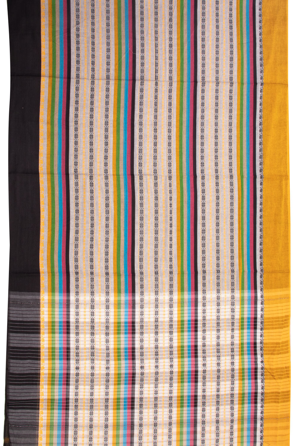 Multicolour Handloom Dhaniakhali Cotton Saree Without Blouse 