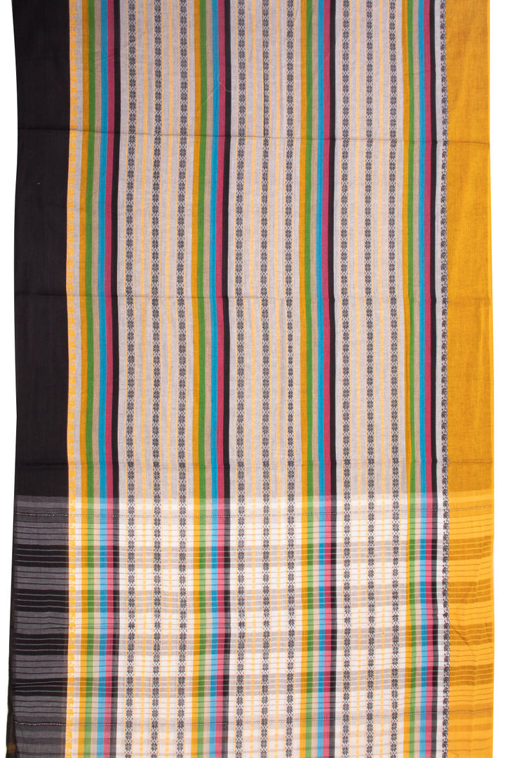 Multicolour Handloom Dhaniakhali Cotton Saree Without Blouse 