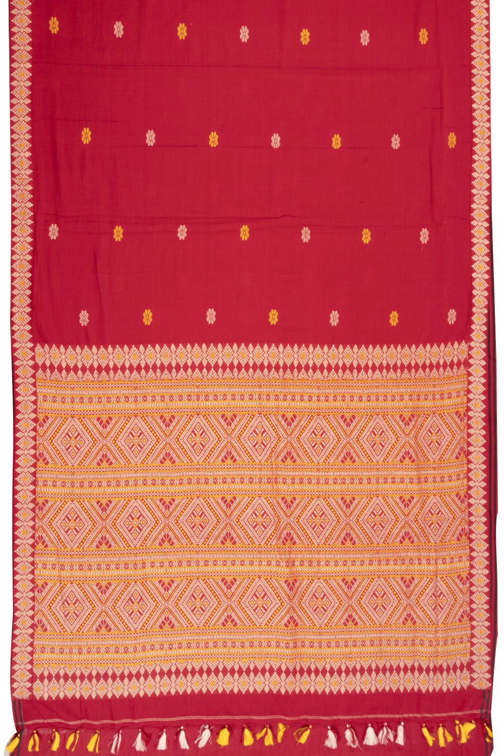 Red Handloom Assam Cotton Saree 10070975