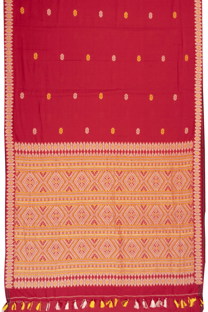 Red Handloom Assam Cotton Saree 10070975