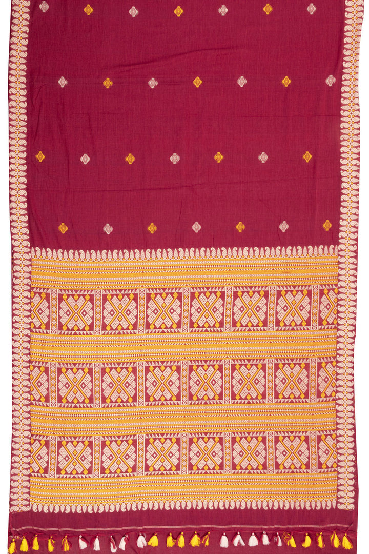 Maroon Handloom Assam Cotton Saree 10070978