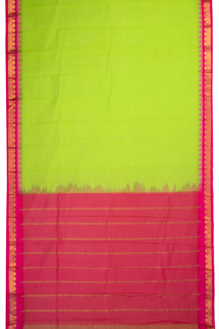 Green Handloom Gadwal Kuttu Cotton Saree Without Blouse 10071197