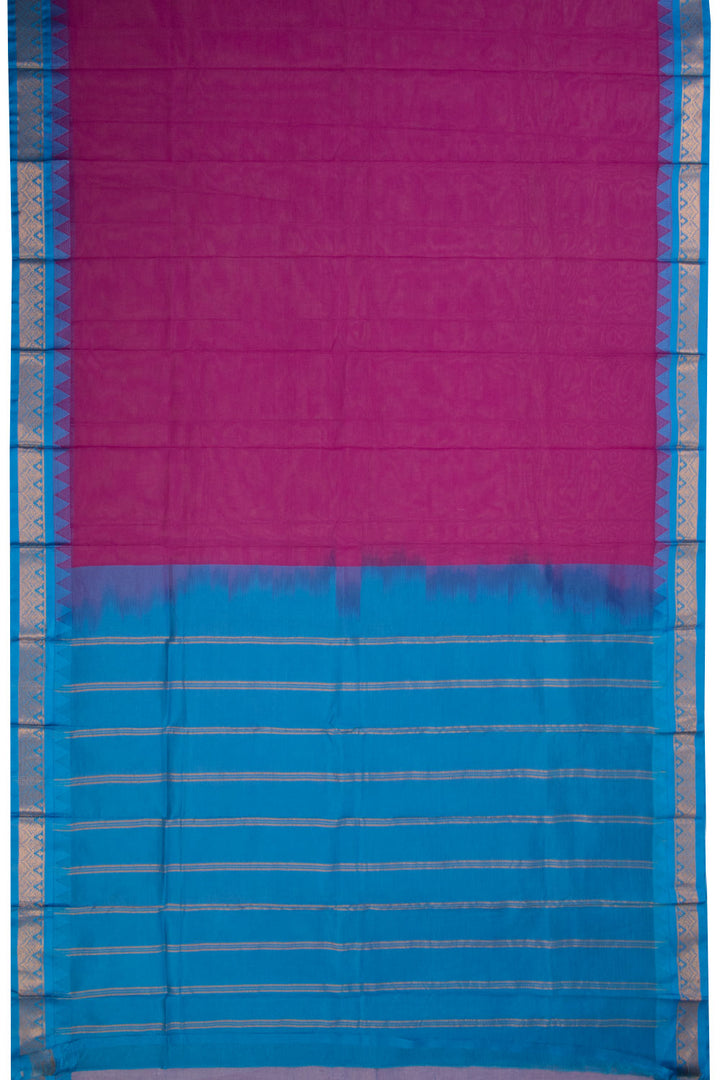 Violet Handloom Gadwal Kuttu Cotton Saree Without Blouse