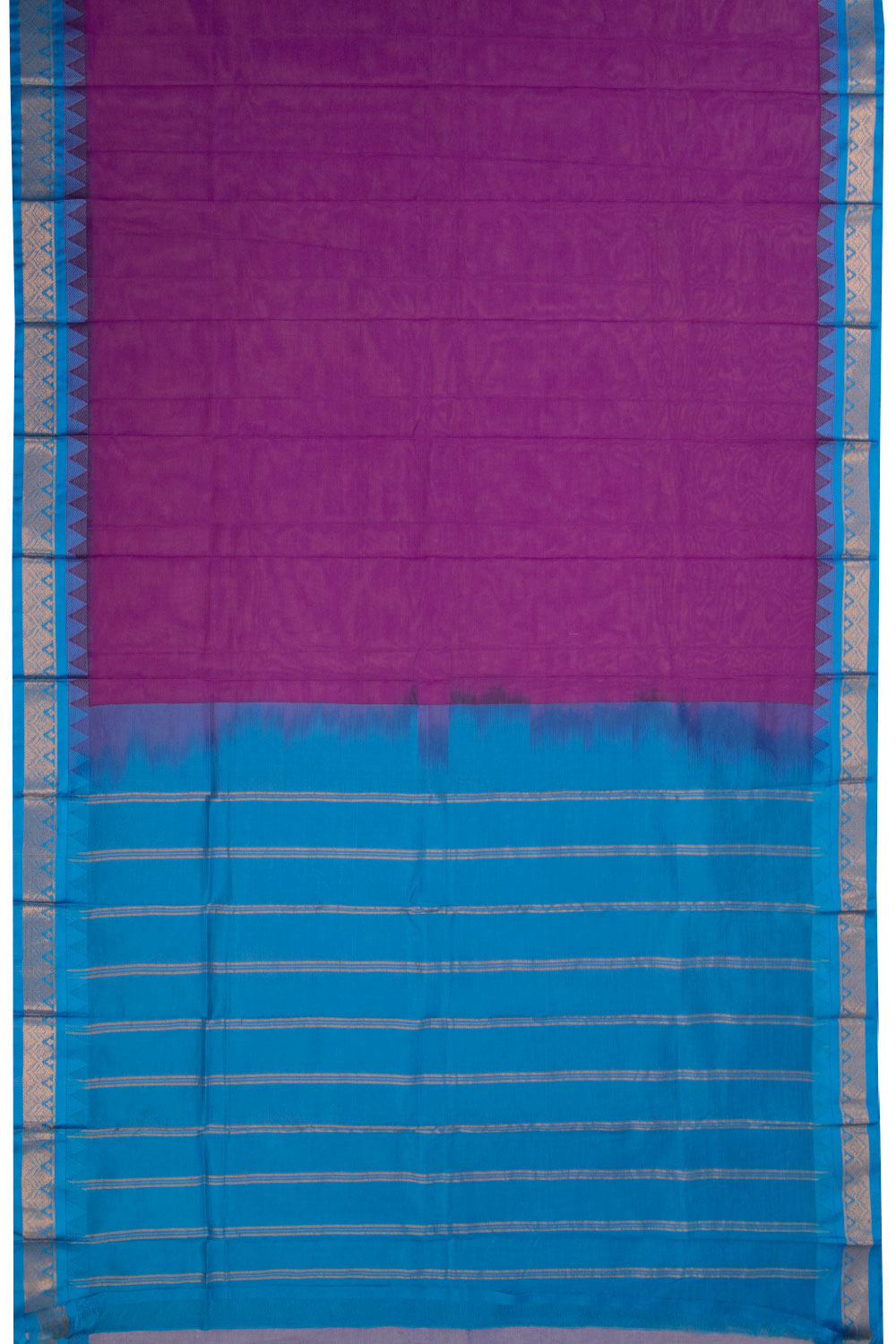 Violet Handloom Gadwal Kuttu Cotton Saree Without Blouse 10071201