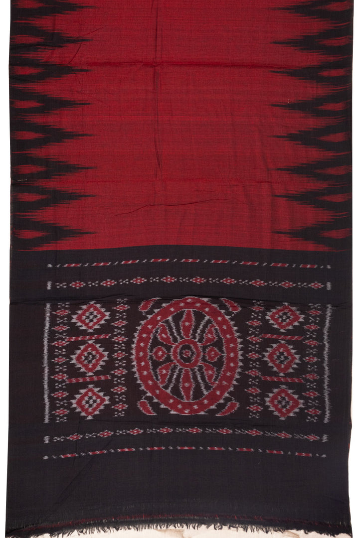 Red Nuapatna Odisha Ikat Cotton Saree Without Blouse