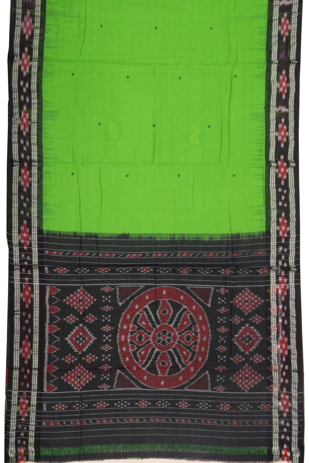 Green Nuapatna Odisha Ikat Cotton Saree Without Blouse