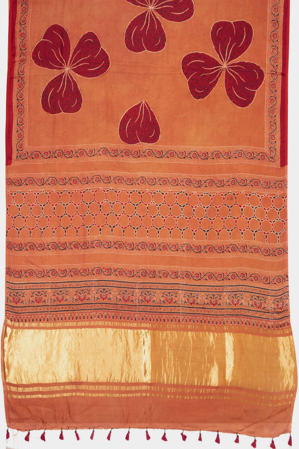 Brown Ajrakh Printed Modal Silk Saree