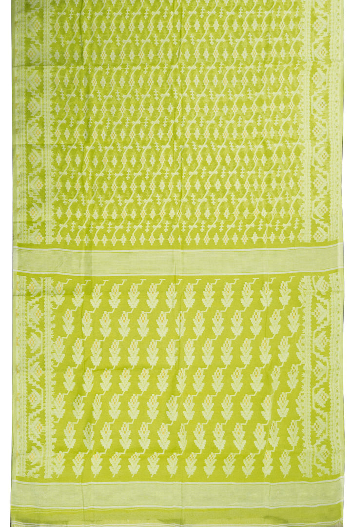 Green Handloom Jamdani Style Cotton Saree