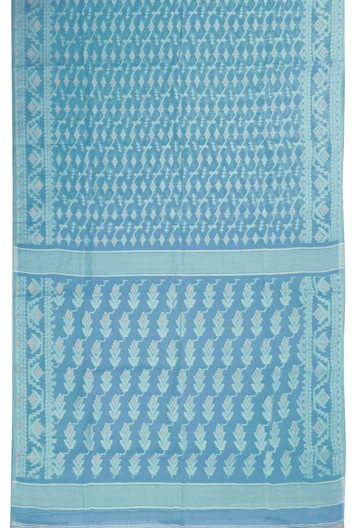 Blue Handloom Jamdani Style Cotton Saree 