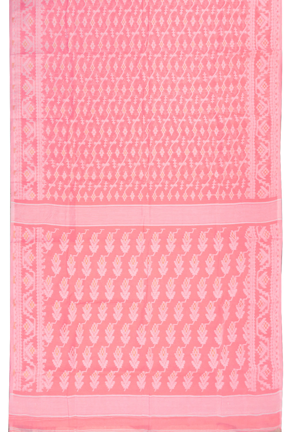 Pink Jamdani Style Bengal Cotton Saree 